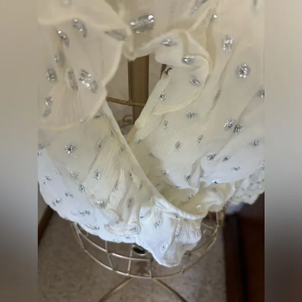 Abercrombie & Fitch Metallic Dot Ruffle Wrap Top Size S - Image 4