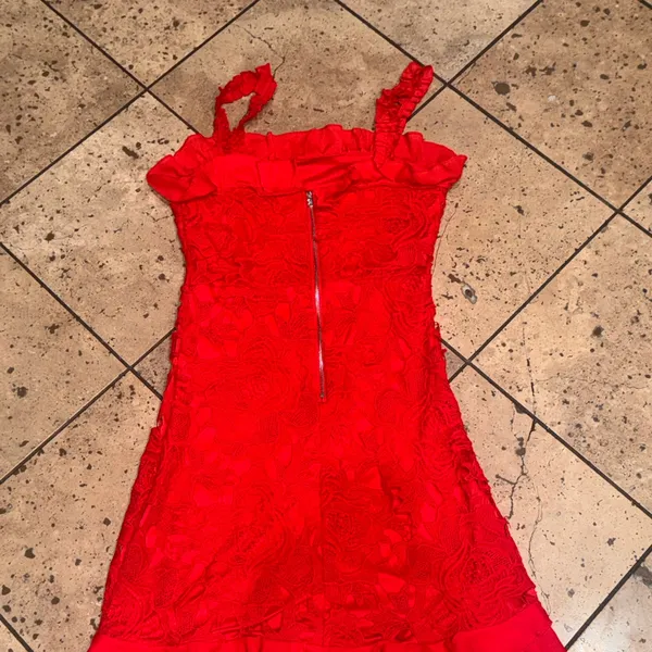 ⭐Lulu's Bright Red Ruffle Slip Dress - Image 3