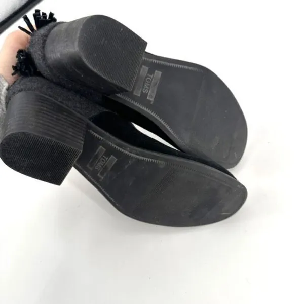 Toms Leila Wool Felt Ankle Booties Size 7.5 Boots Leather Suede Black &‎ Gray - Image 7