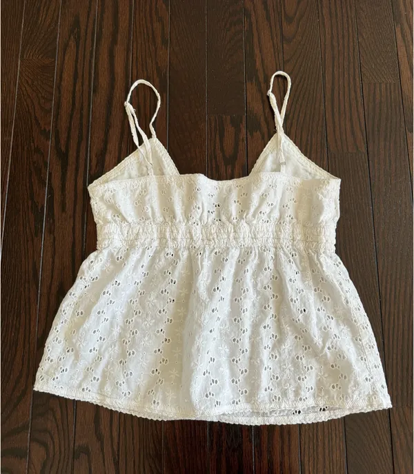 John Galt White Eyelet Tank Top - Image 2