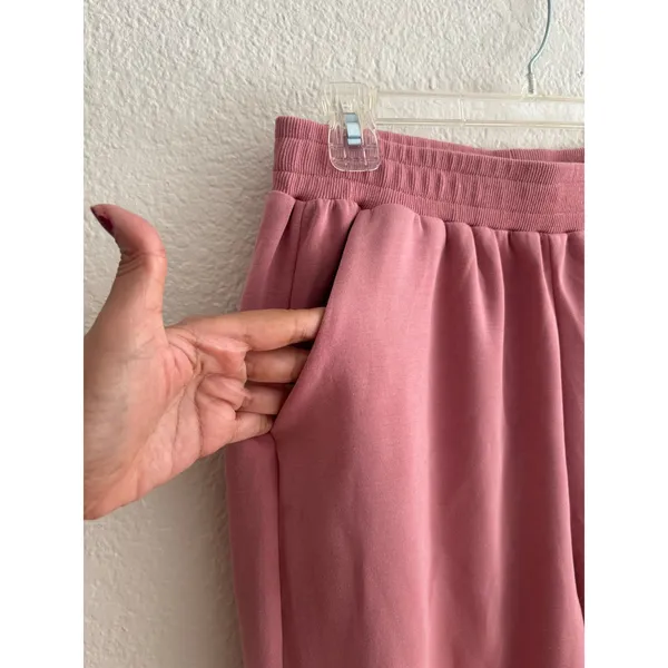 Unbranded Joggers Large Pink Elastic Waist Soft Knit Lounge Pants 7510 - Image 2