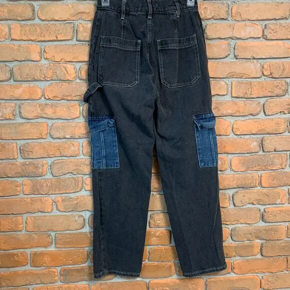PacSun Two-Tone Cargo Skate Pants High Rise‎ Carpenter Utility Jeans Size 25 - Image 4