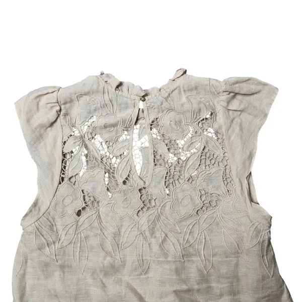 Ulla‎ Johnson Aimee Lace Yoke Linen Blouse Size 6 - Image 6