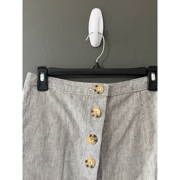 Abercrombie & Fitch Blue White Pinstripe Linen Blend Preppy Mini Skirt‎ S - Image 2