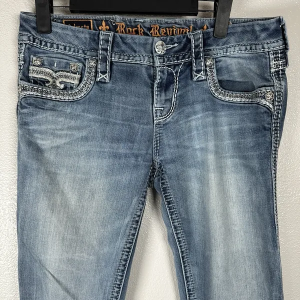 Rock Revival Admeta Boot Jeans Womens 28 Medium Wash‎ Low Rise Contrast Stitch - Image 2
