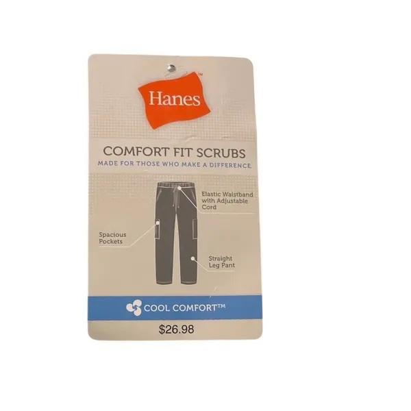 Hanes Scrub Pants Womens Size M Navy Blue Straight Leg Cargo Drawstring NWT - Image 5