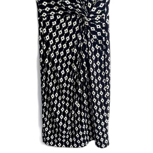 Lauren‎ Ralph Lauren Twist Front Sheath Dress Black White Geometric Chic Size 6 - Image 3