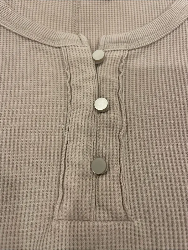 Aerie Essential Henley Layering Shirt Tan - Image 6