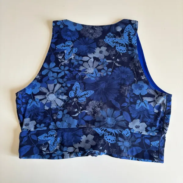 OFFLINE By Aerie Real Me XTRA Twist Crop Tank Top in Blue Butterfly Floral Print - Image 5