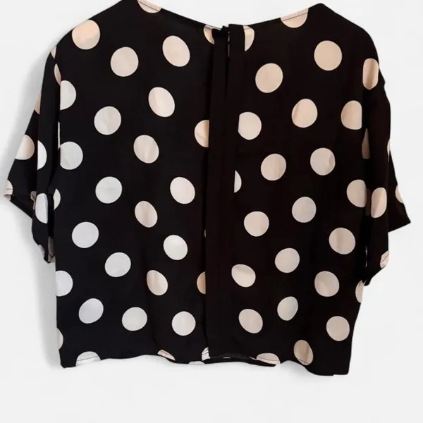 MNG Casual Mango Black & White Polka Dot Blouse Size M Workwear - Image 2