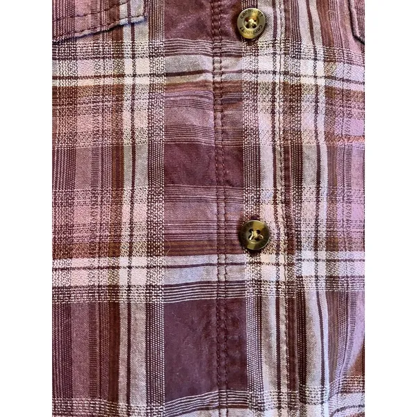 WOMENS CARHARTT PURPLE PLAID LONG SLEEVE SHIRT Large 12 14 - Image 2
