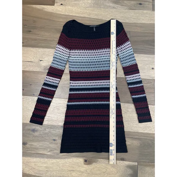 White House Black Market Black Striped Sweater Dress Long Sleeve Size M - Image 4