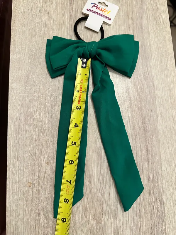 green Pastel Collection brand ribbon bow ponytail holder new - Image 2
