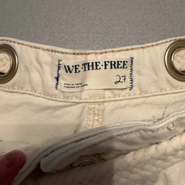 Free People We The Free Moxie Pull-On Barrel Jeans Cream Women Size 27 - Image 3