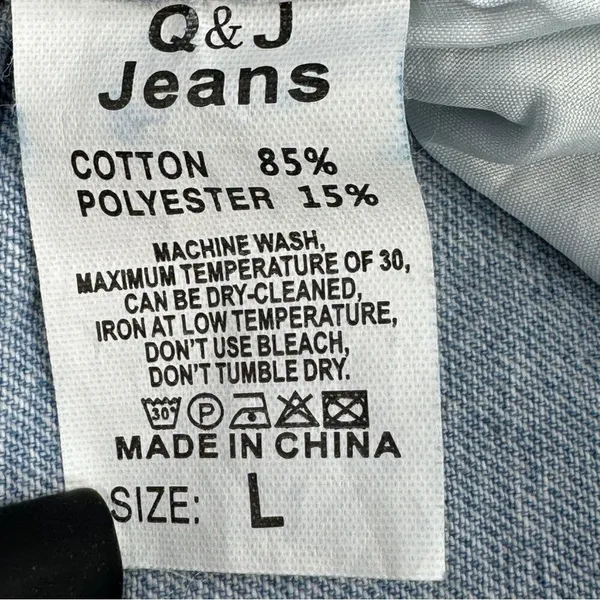 Q&J Jeans Patchwork Hearts Wide Leg High Rise‎ Jeans Large Boho Streetwear - Image 8