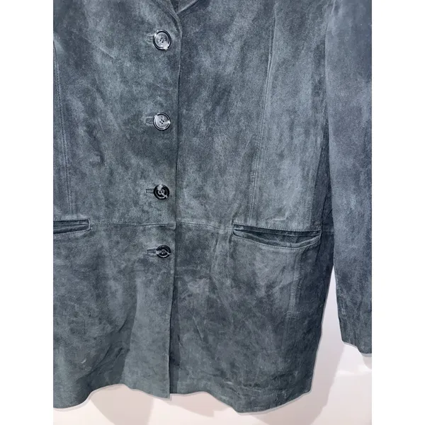 Dennis Basso Genuine‎ Leather Suede Black Blazer Jacket Women's XL - Image 5