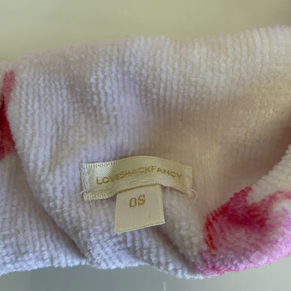 Love Shack Fancy Rare Print Face Wash Headband With Bow Blushing Kisses NWT Pink - Image 4