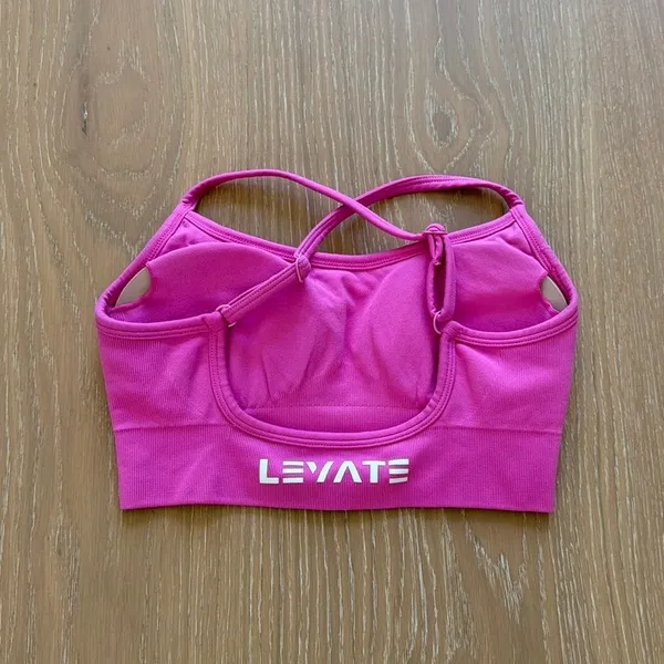 Levate Crop Top Sports Bra Size Est XS Pink - Image 2