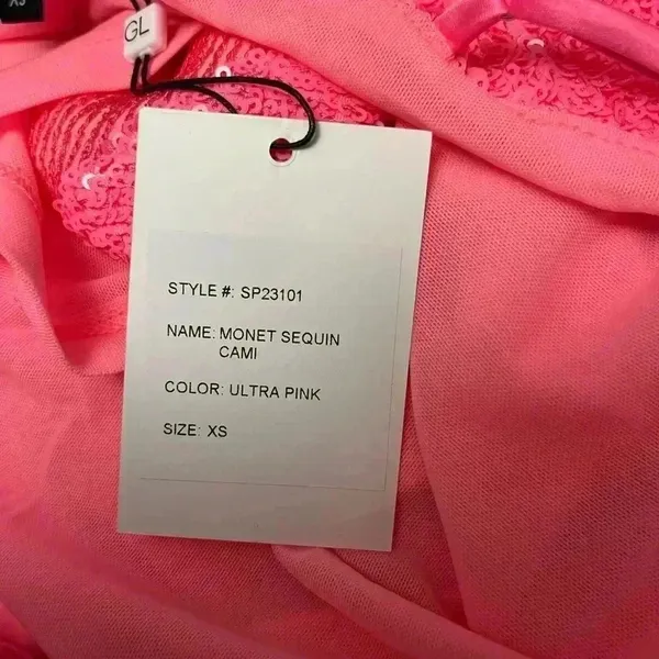NWT Generation Love Monet Sequin Cami Tank Top Ultra Pink - Image 6