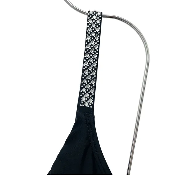 NWT Cupshe Reverie Land V Wire One Piece Swimsuit Medium Black Rhinestone Strap - Image 10