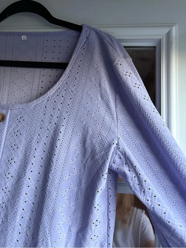 Women’s Lavender Eyelet Button - Image 2