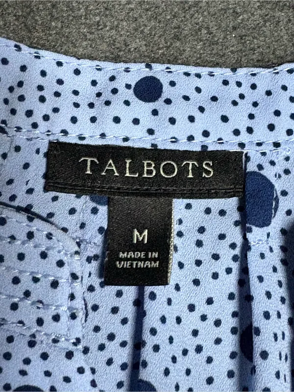Talbots Light Blue And Navy Sleeveless V-Neck Polka Dot Tunic Size M - Image 8