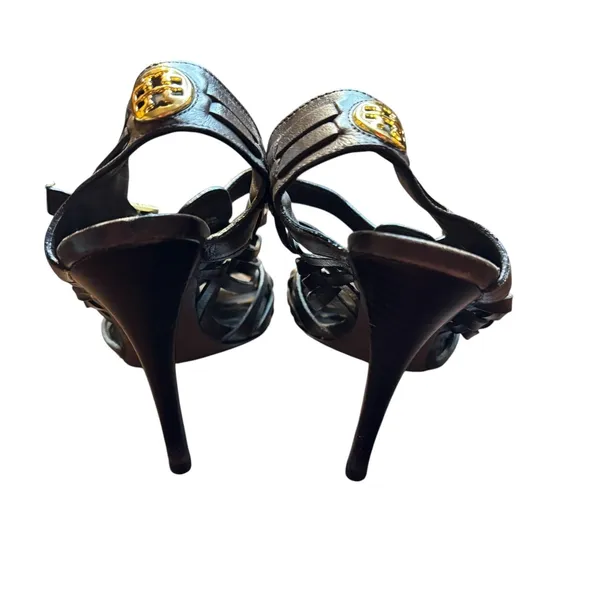 Tory Burch Shoes Womens Size 7.5M‎ Brown Leather Woven High Heel Sandals Strappy - Image 7