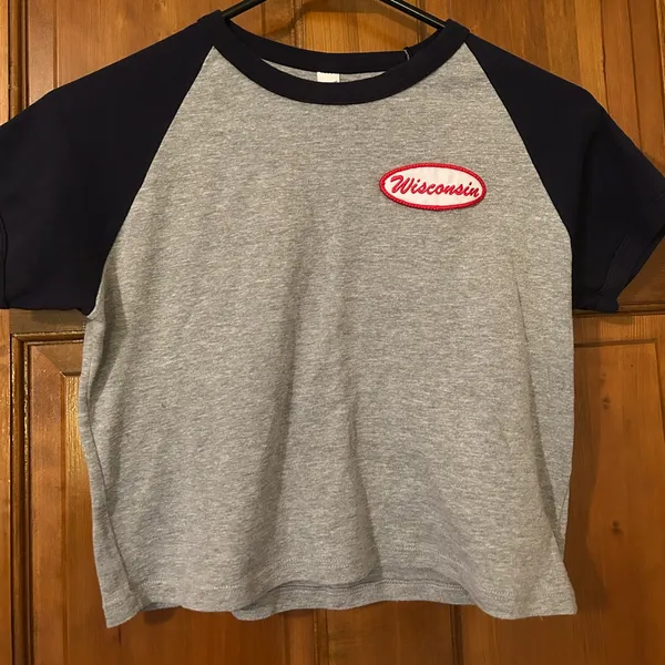 Los Angeles Apparel Wisconsin Grey and Navy Baby Tee - Image 2