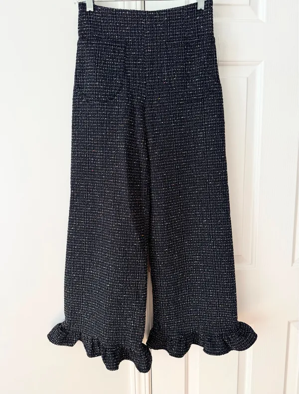 Anthropologie Maeve The Colette Crop Wide-Leg Pants: Tweed Edition, Size 26 - Image 7