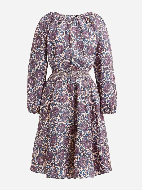 J. Crew NWT Palermo Linen Smocked Waist Bouquet Floral Purple Printed Medium - Image 4