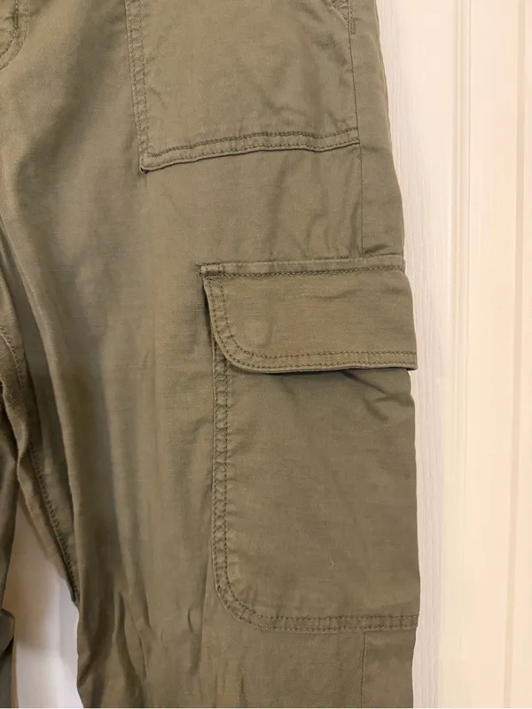 Olive Green Women’s Cargo Jogger Pants with elastic leg! - Image 3