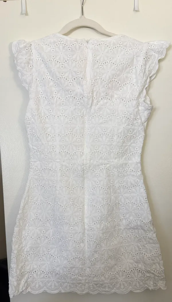 Lulus White Embroidered Button-Up Mini Dress - Image 4