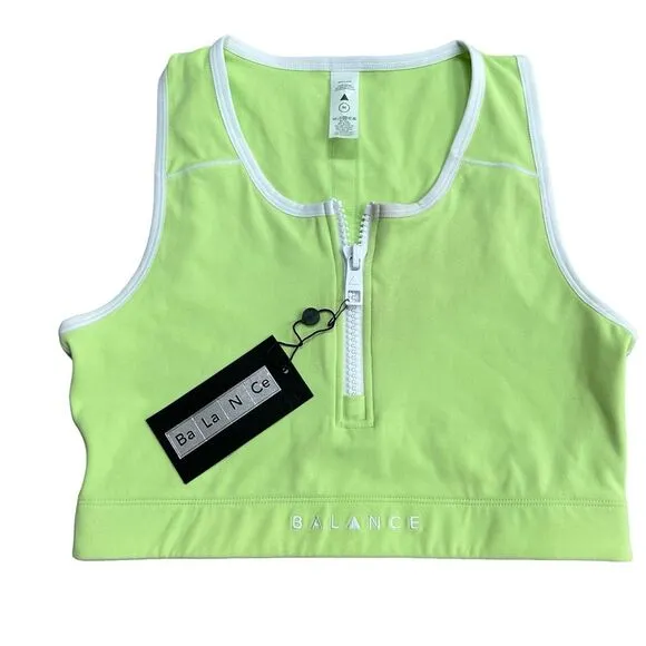 Balance‎ Athletica Vitality Women's M Isotope Zip Front Crop Top Sports Bra Neon - Image 2