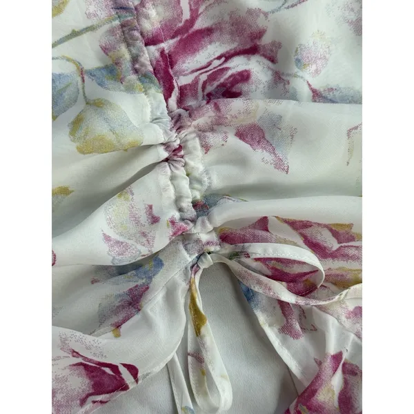 Majorelle Dress Womens Small White Pink Floral Zella Romance One Shoulder Ruffle - Image 6