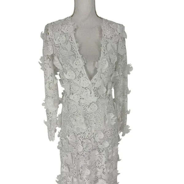 LoveShackFancy Sylvester Bridal‎ Lace Gown White Size 4 NWT - Image 8