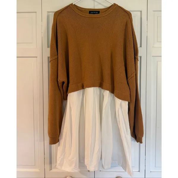 Jacquie the label sweater dress tan and white size M - Image 8