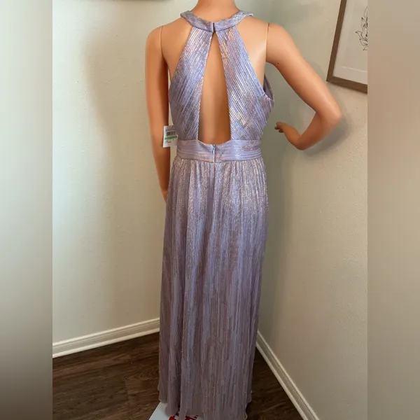 Nightway Metallic Halter Gown Lavender Purple Size 8 NWT - Image 3