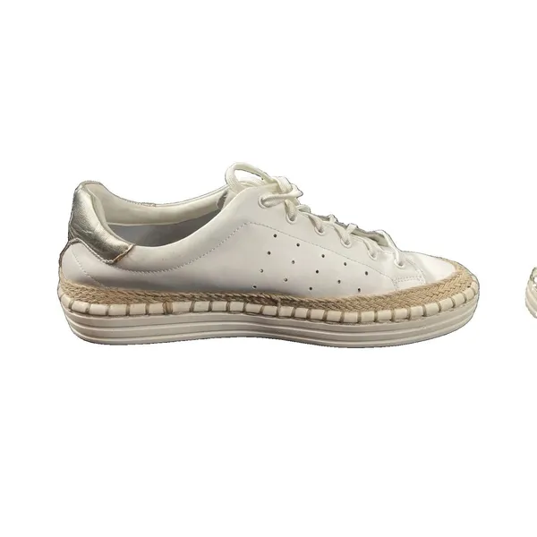 Sam Edelman Kavi Leather Espadrille Platform Sneakers White Lace Up 7M - Image 4
