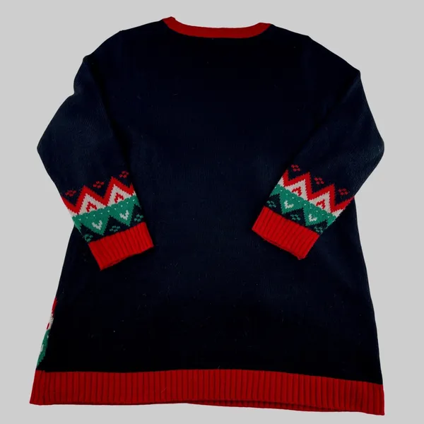 Holiday Time‎ Women Ugly Christmas Sweater Dress Pug Reindeer Holiday Fun 14W - Image 3