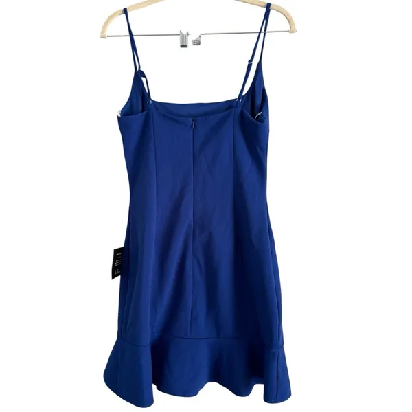 NWT Lulus Compelling Composure Blue Sleeveless Ruffled Bodycon Mini Dress Medium - Image 4