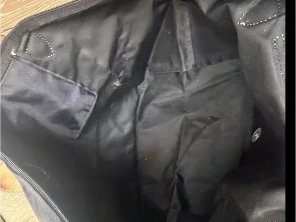 Longchamp Black Nylon Tote Medium size with Brown Leather Trim - Image 6