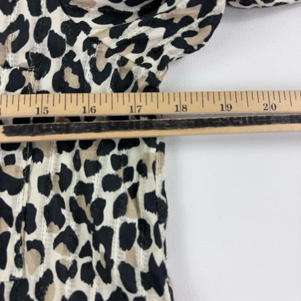 Pilcro Anthropologie Blouse Womens XS Beige Leopard Long Sleeve Ruffle Top - Image 8