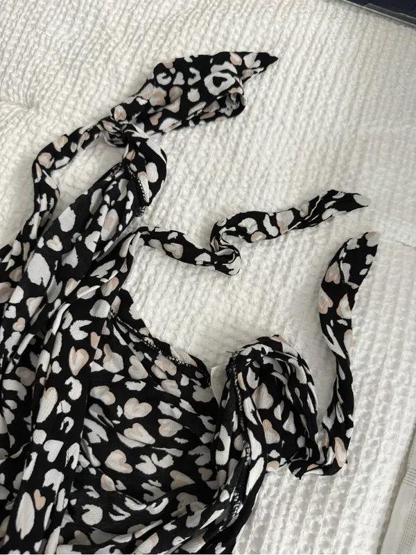 Free People Women's Bare it All Bodysuit Tank Size XL Black White Cream Layer - Image 6