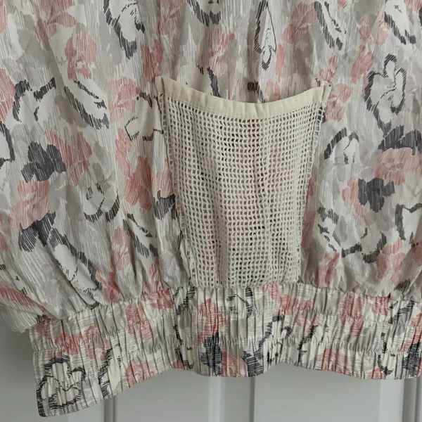 Free People FP Movement Off The Grid Floral Utility Vest Hooded Size XS Ivory - Image 9