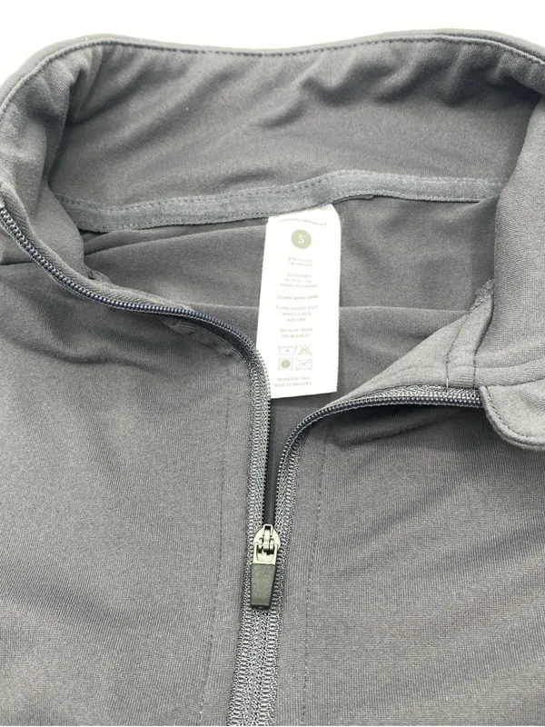 Paragon Fitwear 1/4 Zip Pullover Jacket Womens Gym Stretch Crop Long Sleeve Gray Small - Image 2