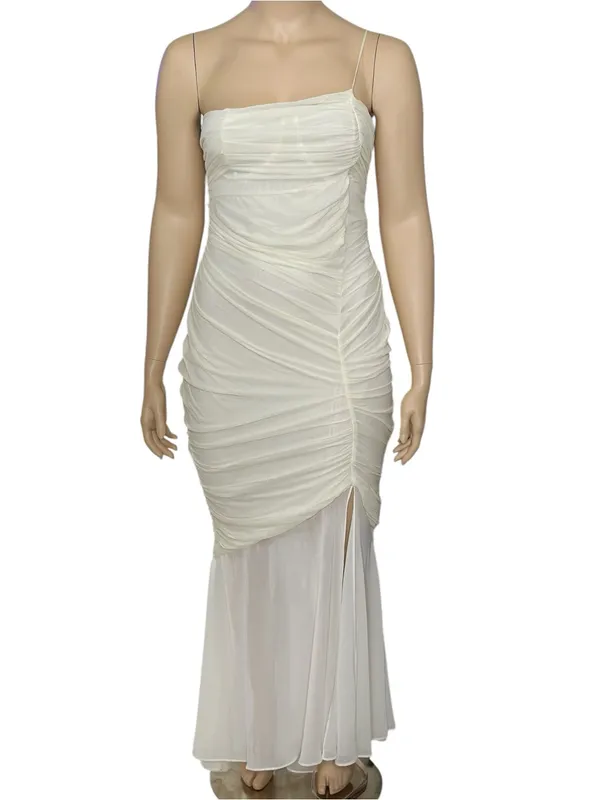 HOUSE OF CB Pearla One Shoulder Ruched Maxi Dress, Ivory, L (Plus Cup) - Image 4