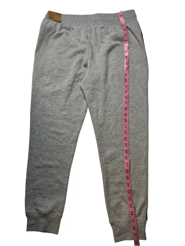 Reebok Light Gray Joggers with Black Logo Side Sz M - Image 5