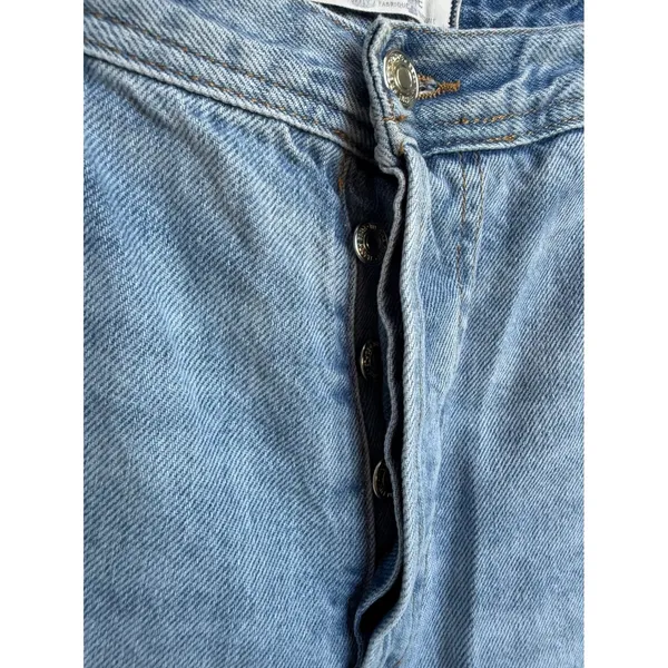 We The Free Free People Jeans Light Wash Straight Leg Raw Hem Button Fly Size 31 - Image 3