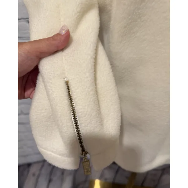 Bob Mackie QVC Wearable Art ivory/cream fleece jacket Size Large - Image 6