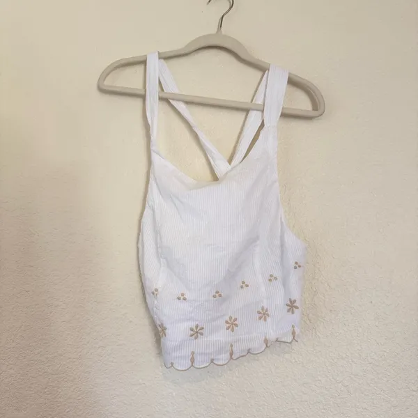 NWOT Free People Kayla Solid Embroidered Cropped Blouse Top - Image 2